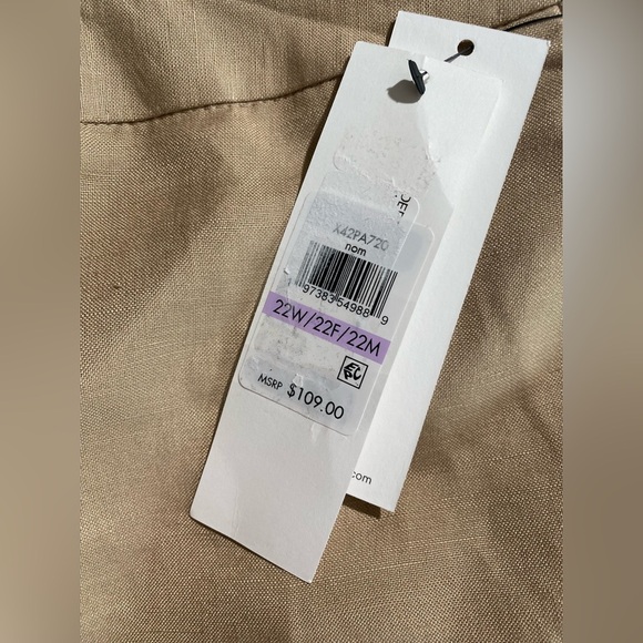 NEW- Plus Size 22W Calvin Klein Women's Linen Blend Suit/Dress Pants Camel $109 - Picture 13 of 16